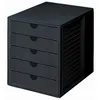A black drawer unit with five drawers. Voir les images du produit