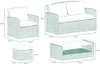 A diagram showing the dimensions of a rattan garden furniture set. Náhled obrázku produktu