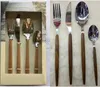 Besteckset 16-teilig Stahl silber Holzoptik für 4 Personen Produktbild-Vorschau 3