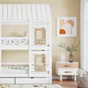 A child's bedroom with a white bunk bed and a nightstand. Náhľad obrázku produktu