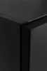 A close-up view of the corner of a black cabinet or furniture piece, showing the joinery and material texture. Voir les images du produit