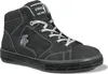 A black high-top safety boot with grey laces and stitching, featuring a lion logo on the side. Náhled obrázku produktu