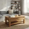 Couchtisch Eiche Massivholz 110x70 cm mit 2 Schubladen Produktbild-Vorschau 3