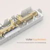 A cutaway view of a shower system's internal components, highlighting its brass core and control buttons. Anteprima dell’immagine prodotto