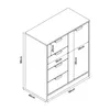 A 3D isometric line drawing of a chest of drawers with dimensions indicated. Náhled obrázku produktu