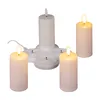 A set of four LED candles with a charging base and USB-C cable, displayed on a white background. Produktbild-Vorschau