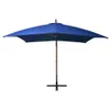 vidaXL Parapluie avec mât bleu azur 3x3 m bois de sapin Voir les images du produit 1
