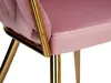 A close-up view of a pink velvet chair with gold metal legs. Produktbild-Vorschau