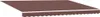 A brown awning with a white stripe and a scalloped edge. Produktbild-Vorschau