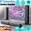 A marketing image showcasing a soundbar and two speakers in front of a TV screen displaying a concert. Produktbild-Vorschau