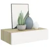 Nástenná zásuvková polica dubová a biela 40x23,5x10 cm MDF Náhľad obrázku produktu 3