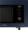 Close-up of the control panel and door of a dark blue Samsung microwave. Voir les images du produit