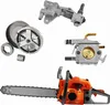 A collage of chainsaw parts and a chainsaw. Produktbild-Vorschau