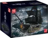 The image shows the packaging for a building block set of a pirate ship, the Black Pearl, on a stormy sea background. Podgląd zdjęcia produktu