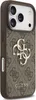 A close-up studio shot of a brown iPhone case with a repeating Guess logo pattern and a large Guess logo in the center. Podgląd zdjęcia produktu