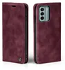 A burgundy flip case for a smartphone is shown from two angles. Produktbild-Vorschau