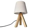 Kleine Tischlampe skandinavisch mit Holz & Leinen Produktbild-Vorschau 2