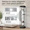 K-Möbel Vetrina in vetro in piedi in nero (176x37x33cm) con Anteprima dell’immagine prodotto 5