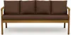 A brown sofa cushion set on a wooden sofa frame, presented against a white background. Náhľad obrázku produktu