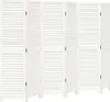 A white, six-panel room divider made of wood with slatted panels. Produktbild-Vorschau