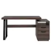 A modern desk with a dark wood finish and black metal legs, shown against a white background. Podgląd zdjęcia produktu