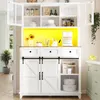 A white kitchen hutch with a yellow backsplash, stocked with kitchenware and food items. Anteprima dell’immagine prodotto