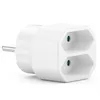 A white electrical adapter with two sockets and one plug, shown on a white background. Produktbild-Vorschau