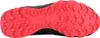 The image shows the sole of a black and red trail running shoe. Produktbild-Vorschau