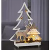 Holzdekoration Weihnachten 10 LED Holz Tannenbaum Reh Frohe Produktbild-Vorschau 1
