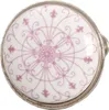A close-up studio shot of a single ceramic drawer knob with a decorative pink pattern. Produktbild-Vorschau