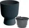 A dark gray planter with a ribbed design and a separate dark gray inner pot are shown against a white background. Náhľad obrázku produktu