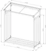 A technical drawing of a metal log store with dimensions indicated. Produktbild-Vorschau