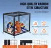 A black metal ball cart filled with various sports balls, with marketing text and icons on the right side. Produktbild-Vorschau