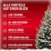 A graphic with text listing product benefits next to a decorated Christmas tree. Náhled obrázku produktu