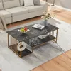 A modern living room scene with a couch and a marble-look coffee table. Voir les images du produit