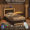 Letto imbottito INONEFT 90x200 cm con LED e USB, letto box Anteprima dell’immagine prodotto 8