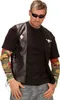 A man wearing a leather vest and tattoo sleeves. Produktbild-Vorschau