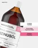 A bottle of castor oil with a label and a list of its uses. Produktbild-Vorschau