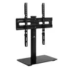 A black universal TV stand with a rectangular base and adjustable arms for mounting a television. Produktbild-Vorschau