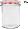 A clear studio shot of an empty glass jar with a red and white checkered lid. Náhled obrázku produktu