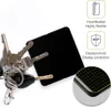 A black smartphone screen protector is shown with a set of keys, and marketing icons and text are displayed on the right side. Produktbild-Vorschau