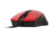 A red and black computer mouse on a white background. Produktbild-Vorschau