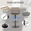 A bar stool with various details highlighted by callouts and text. Voir les images du produit