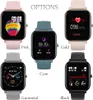 A collage of different colored smartwatches with their color names labeled. Náhled obrázku produktu