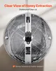 Top-down view of a stainless steel honey extractor with a clear lid. Anteprima dell’immagine prodotto