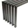 A close-up view of a black metal garden bench with a slatted design. Produktbild-Vorschau