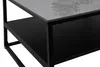 A close-up view of a modern coffee table with a marble-patterned top and a black metal frame. Produktbild-Vorschau