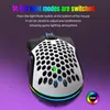 A gaming mouse with RGB lighting on a purple background. Produktbild-Vorschau