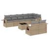 9-tlg. Garten-Sofagarnitur mit Kissen Beige Poly Rattan Produktbild-Vorschau 2