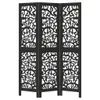 A black three-panel room divider with an intricate cut-out pattern. Podgląd zdjęcia produktu